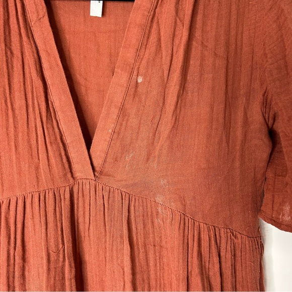 Anthropologie Kallie Flowy Maxi Dress Brown Crinkled Cotton Gauze Empire Waist - Picture 14 of 16